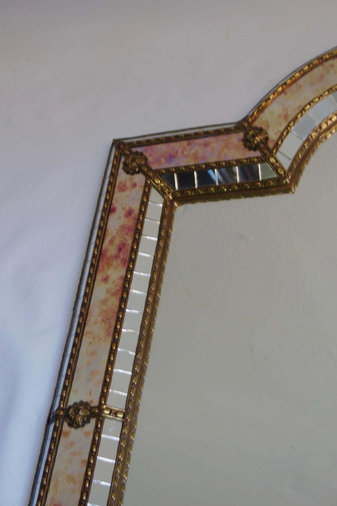 Midcentury Large Hollywood Regency Style Oil Drop Mosaic Wall Mirror, 1970s For Sale 3