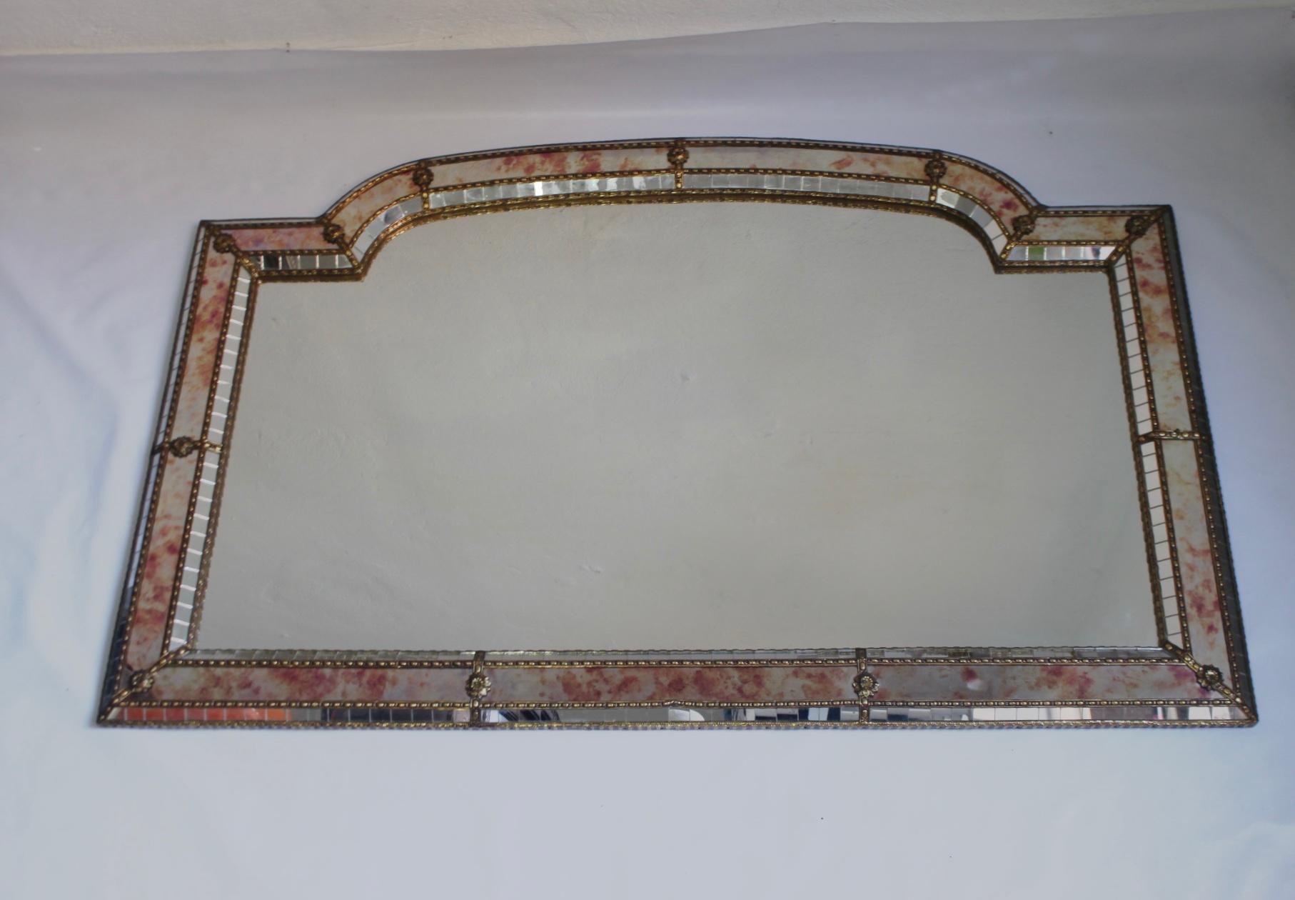 Italian Midcentury Large Hollywood Regency Style Oil Drop Mosaic Wall Mirror, 1970s For Sale