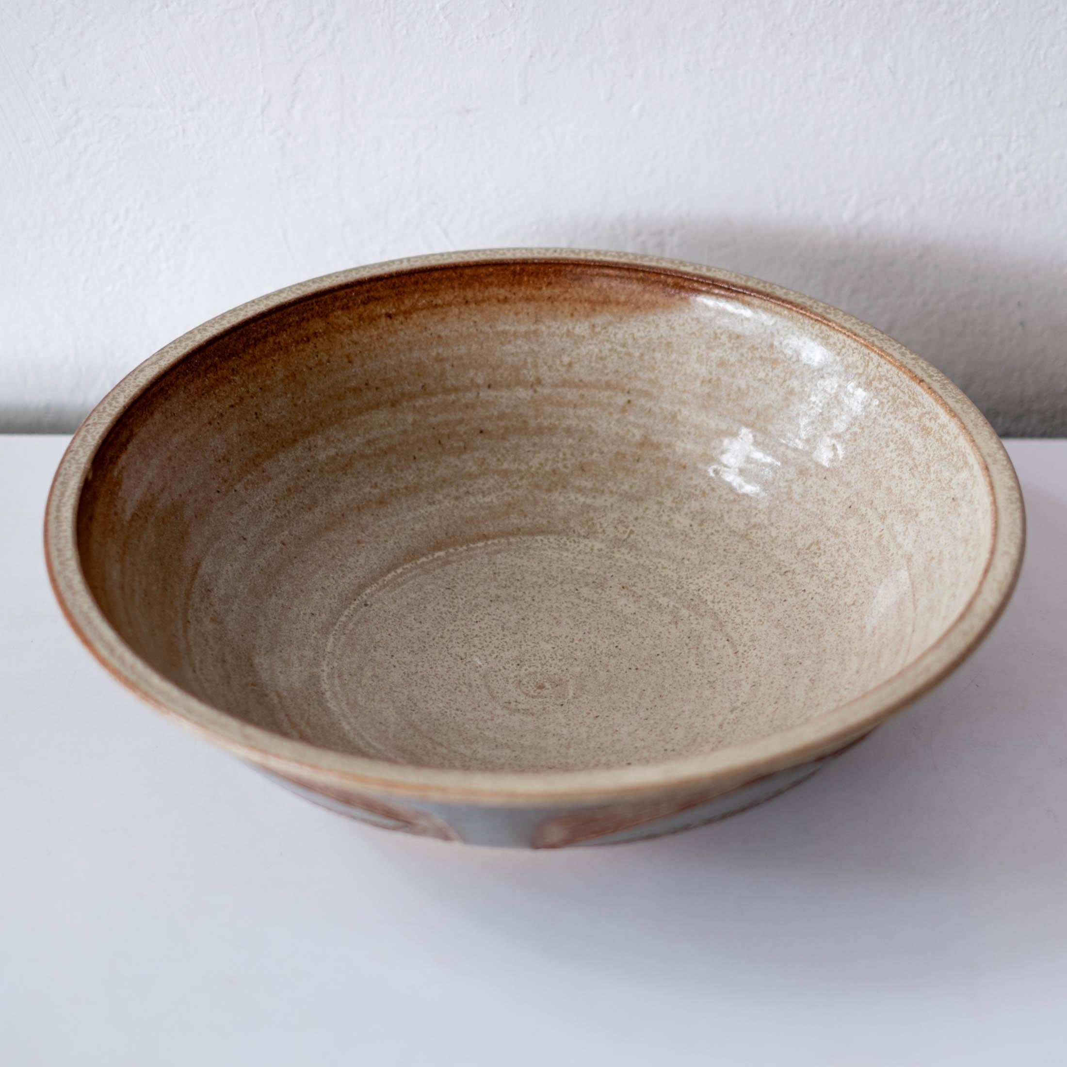 Mid-Century Modern Mid Century Large Incised Design Ceramic Japanese Bowl For Sale