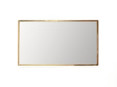 Mid-Century Large Italian Brass Rectangular Wall Mirror, Italy, 1950s