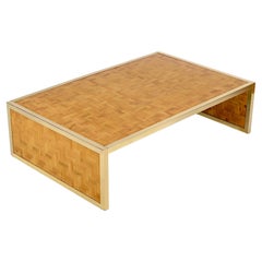 Mid-Century Large Italian Coffee Table in Brass and Bamboo, Crespi Style, 1970s