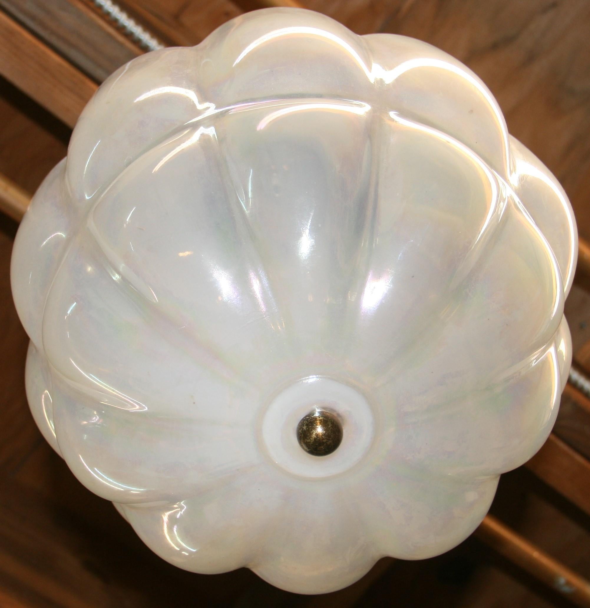 1582 Opaline glass pendant. Hardware can be made available in nickel
Rewired takes on 60 watt edison based bulb
Supplied with 2 feet chain and canopy