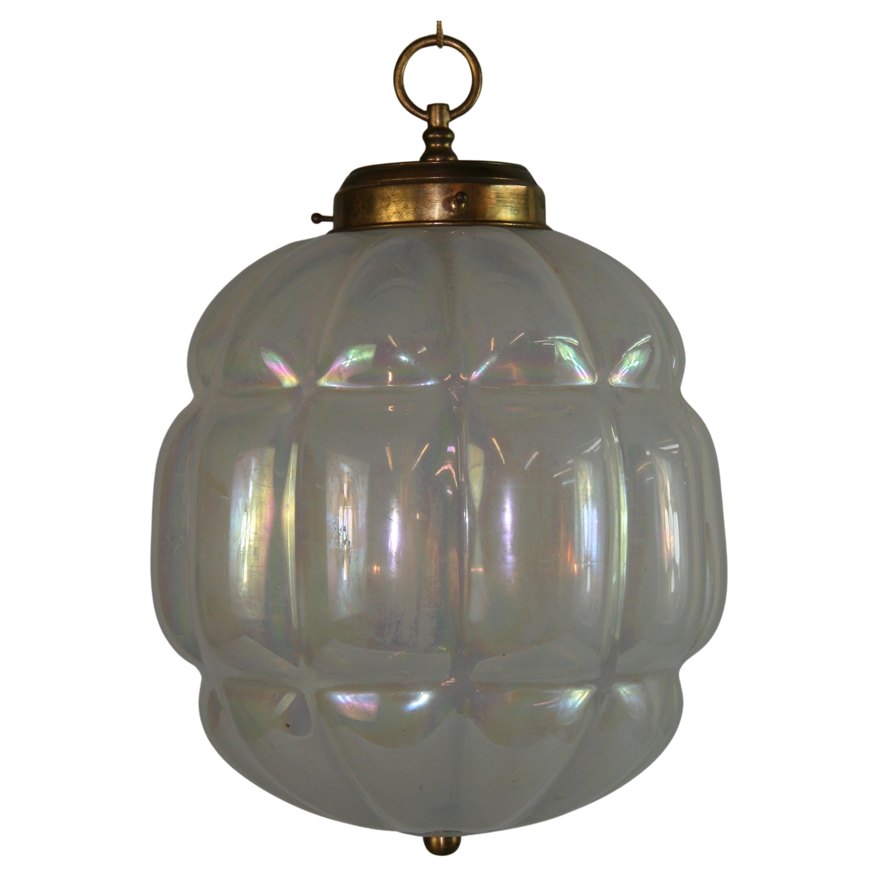 Mid Century Large Italian Murano  Opaline Glass Pendant In Good Condition For Sale In Douglas Manor, NY