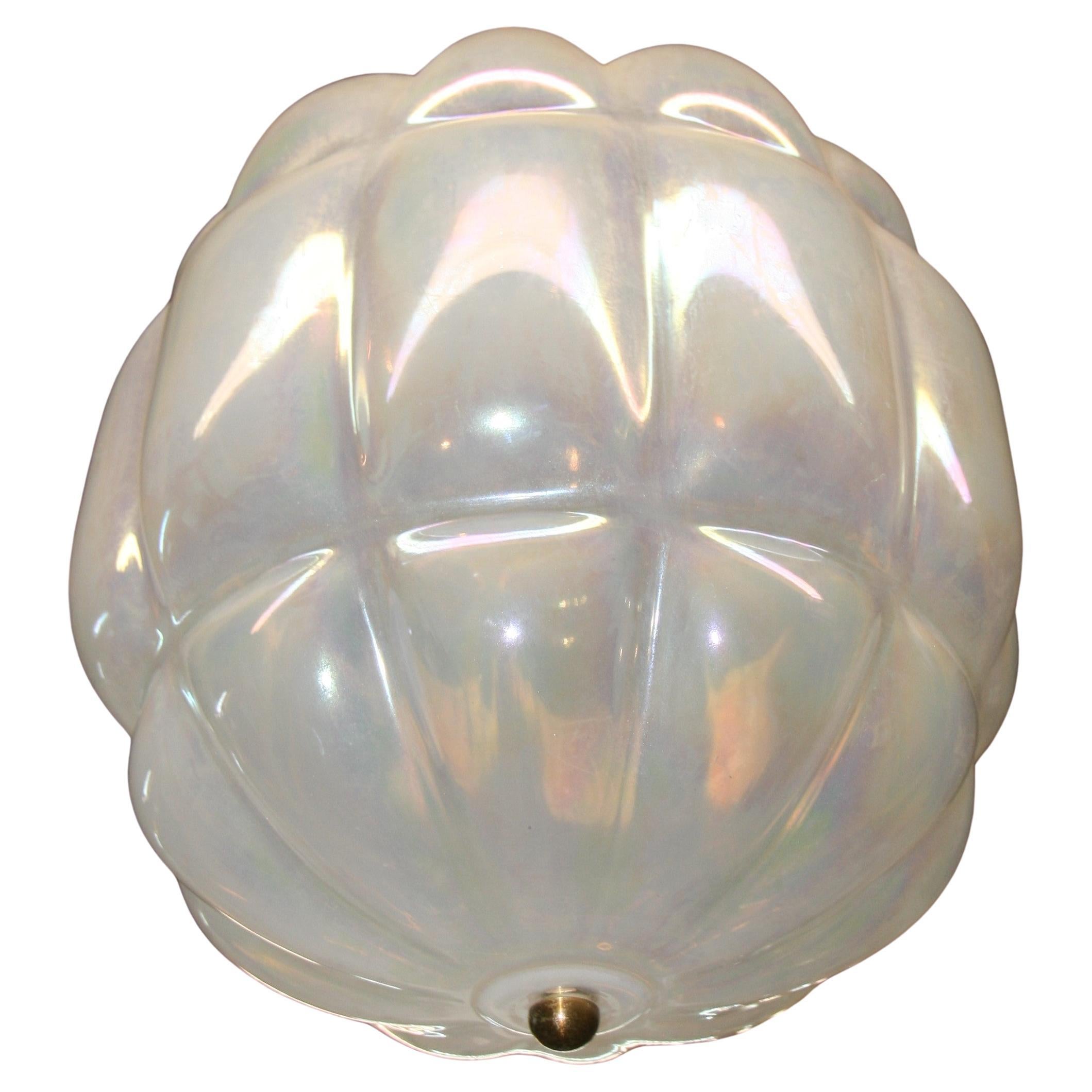 Mid Century Large Italian Murano  Opaline Glass Pendant For Sale