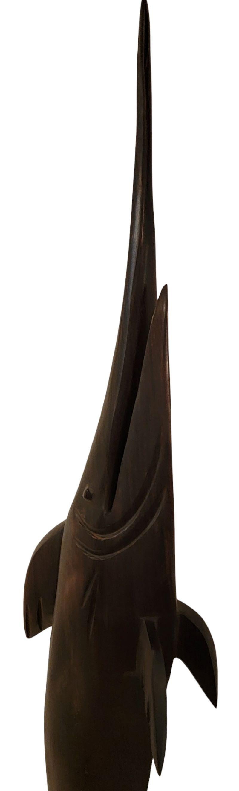 Mid-Century Modern Mid Century Large Italian Wooden Sword Fish  For Sale