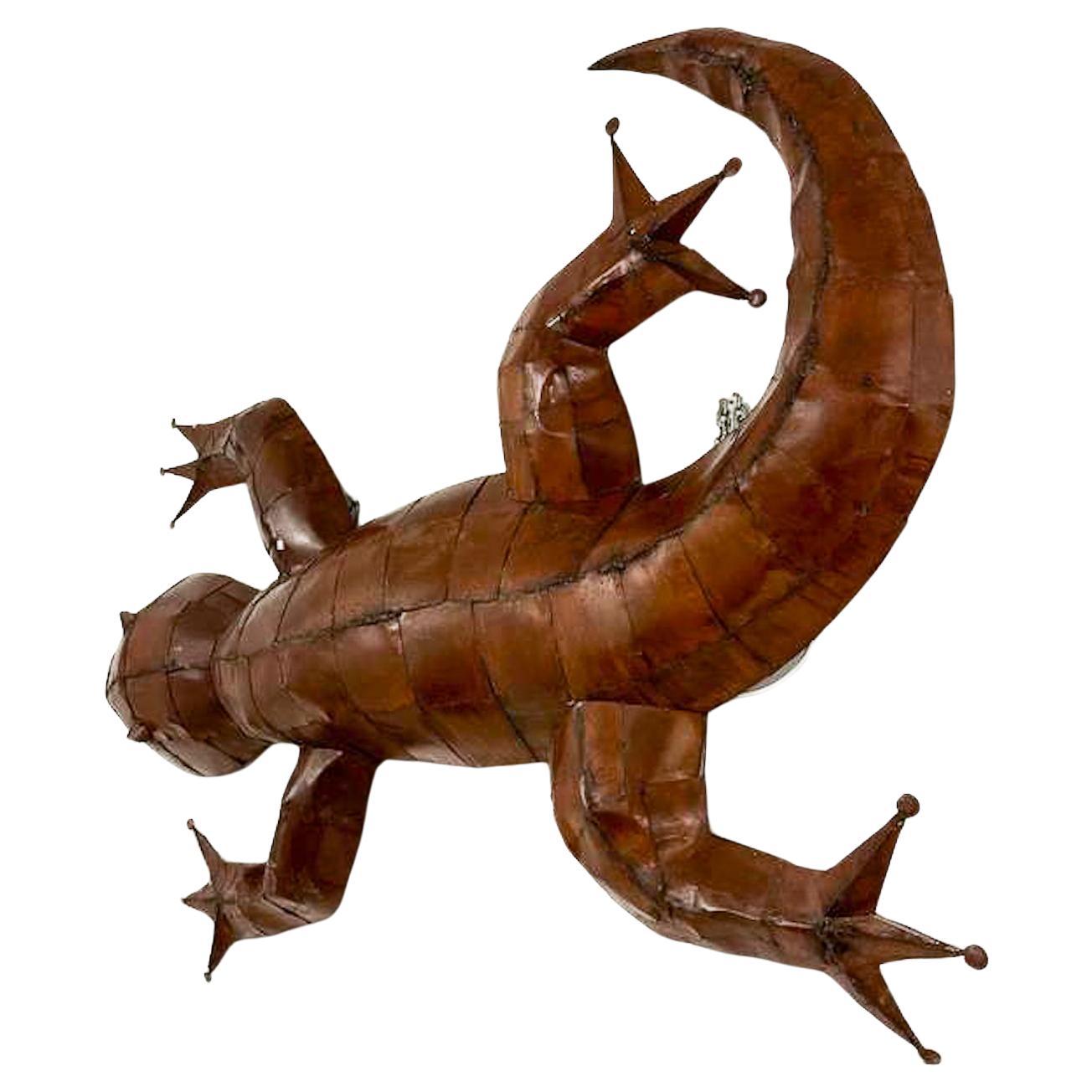 Mid-Century Large Lizard Wall Sculpture For Sale