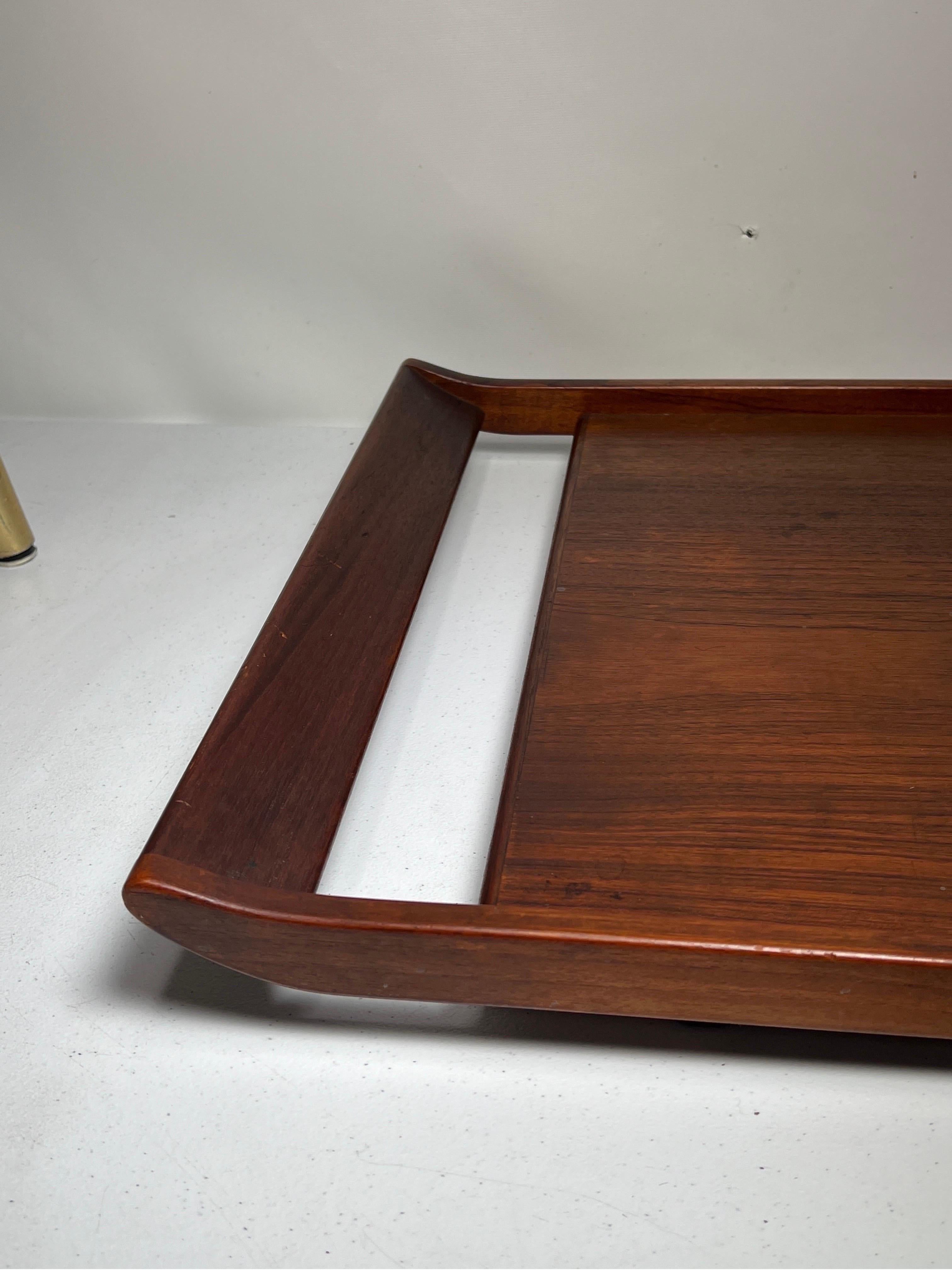 Mid Century Large Monumental Danish Teak Tray In Good Condition For Sale In Esperance, NY