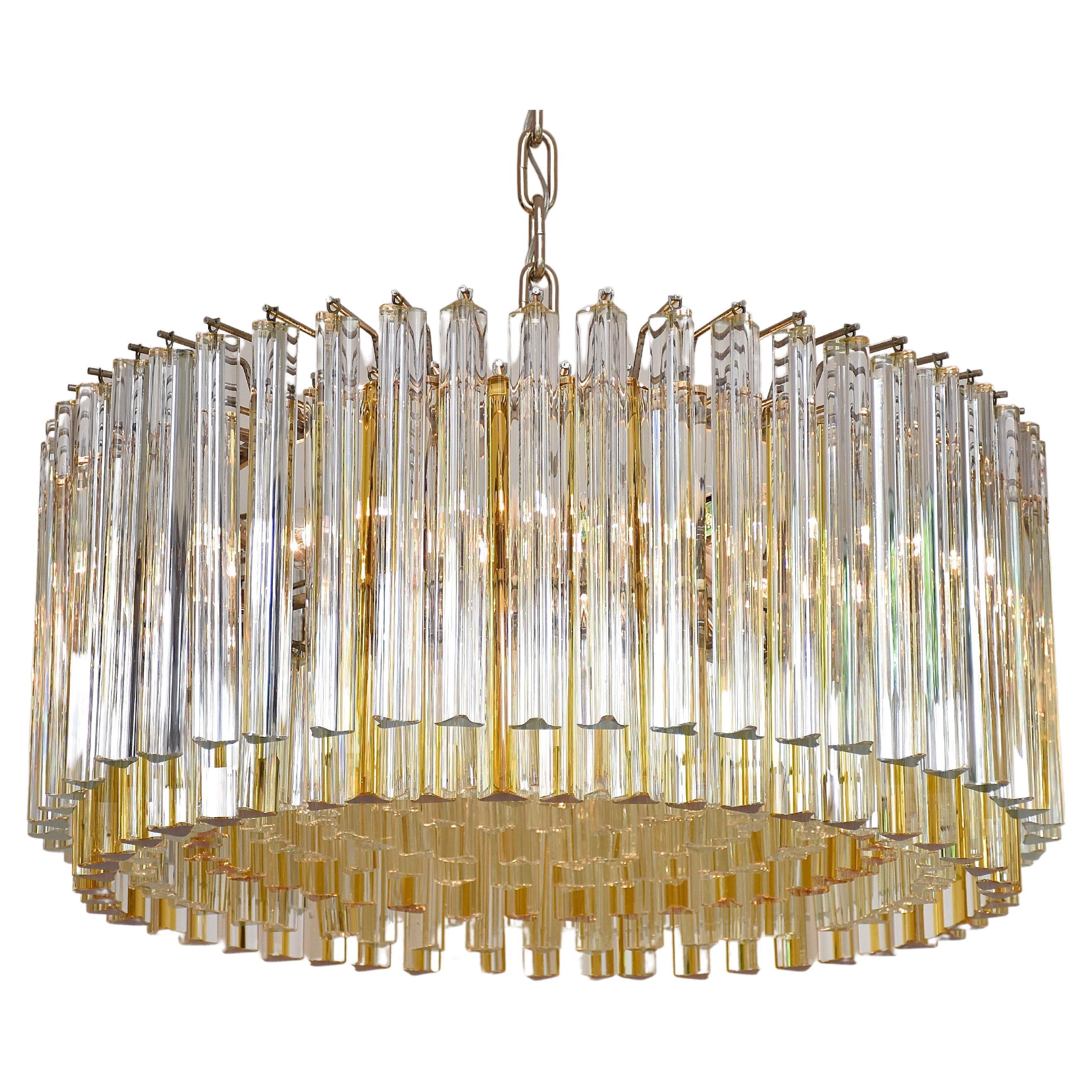 Mid-century large Murano crystal chandelier Trilobo by Venini, Italy 1960