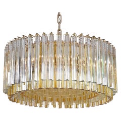Mid-century large Murano crystal chandelier Trilobo by Venini, Italy 1960