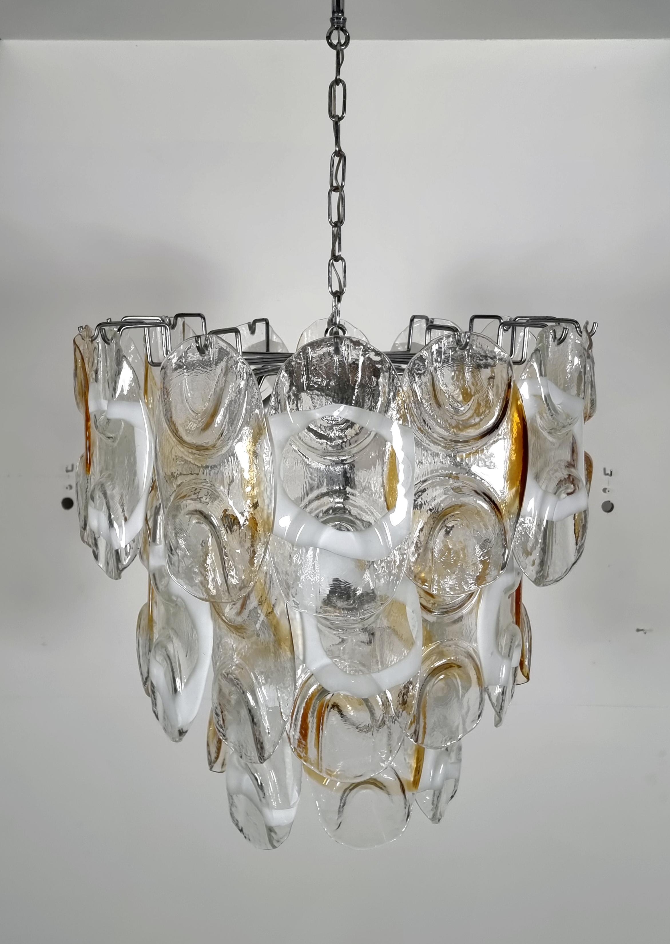 Midcentury Large Murano Glass Chandelier, Italy, 1970s For Sale 2