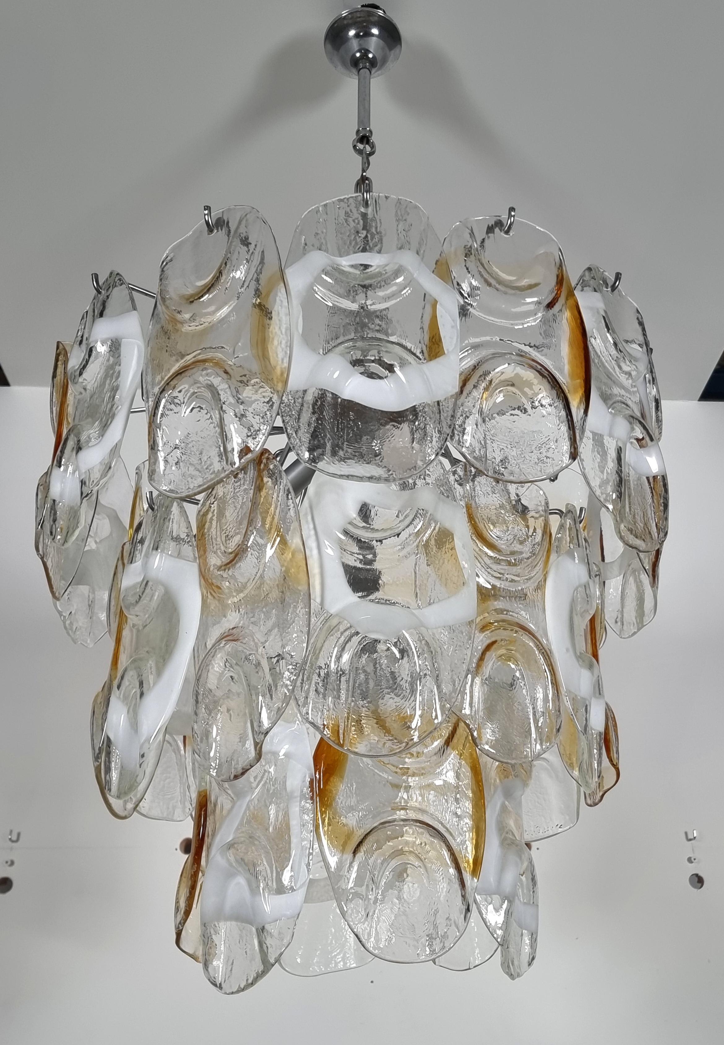 Midcentury Large Murano Glass Chandelier, Italy, 1970s For Sale 5