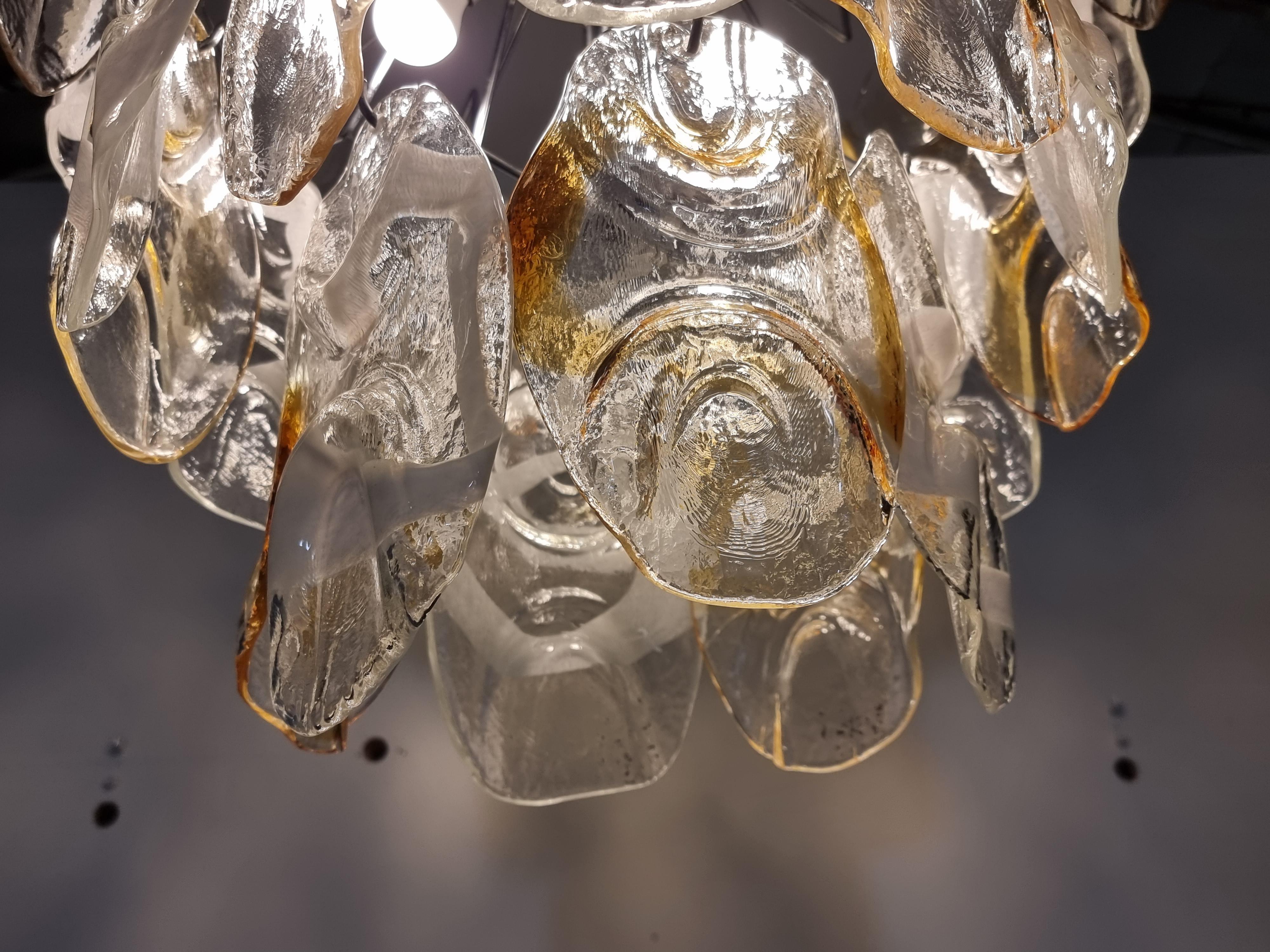Late 20th Century Midcentury Large Murano Glass Chandelier, Italy, 1970s For Sale