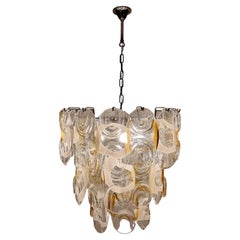 Midcentury Large Murano Glass Chandelier, Italy, 1970s