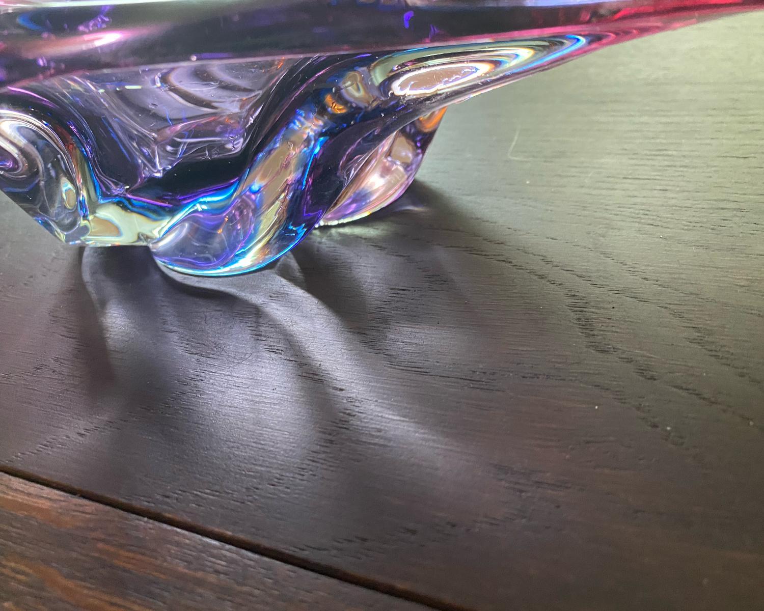 Italian Mid-Century Large Murano Glass Fruit Bowl For Sale