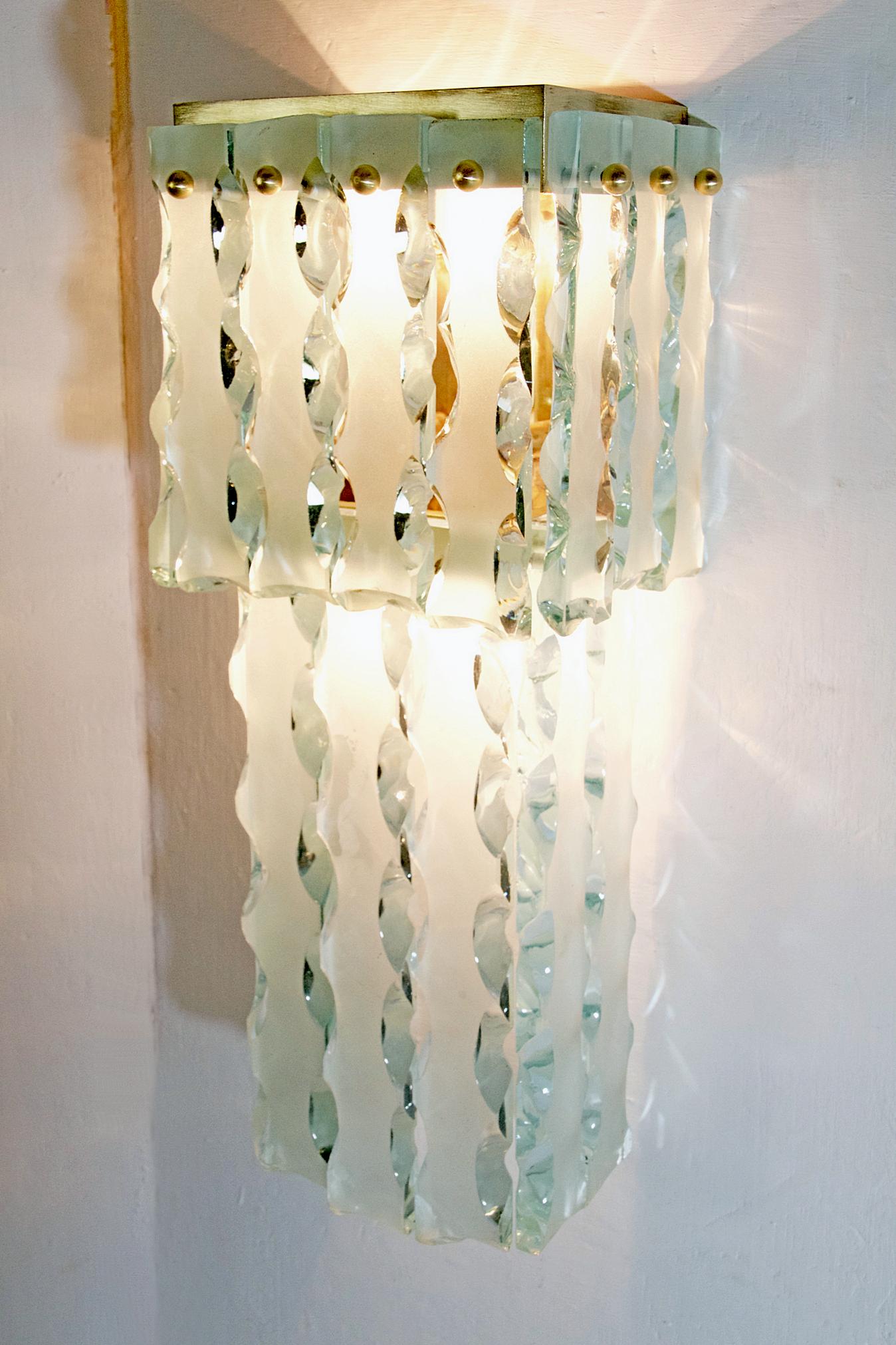 Mid Century Large Murano Wall Sconces Italy For Sale 8