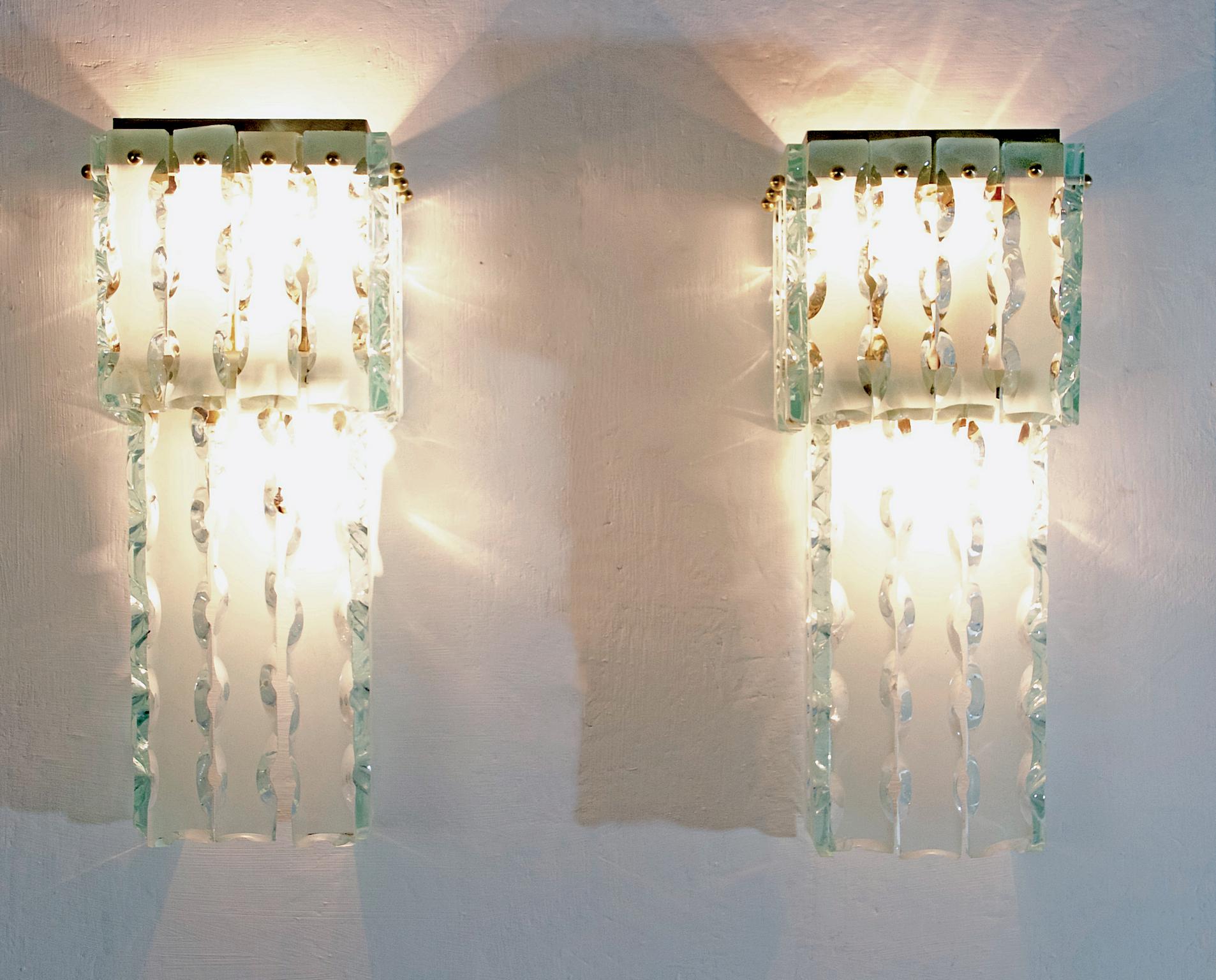 Mid-Century Modern Mid Century Large Murano Wall Sconces Italy For Sale