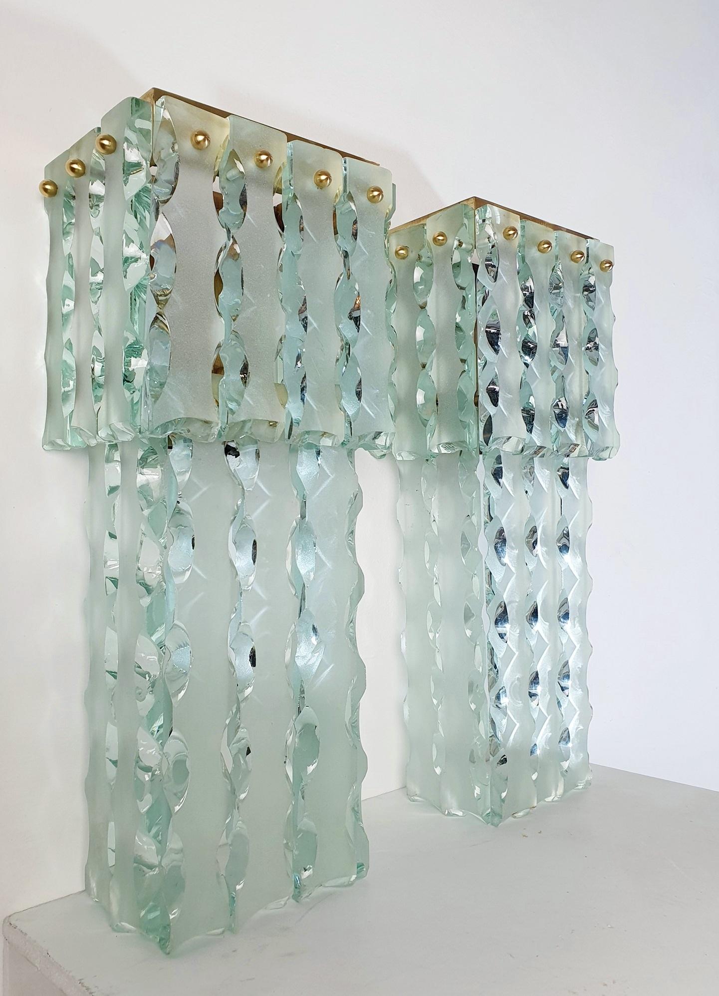 20th Century Mid Century Large Murano Wall Sconces Italy For Sale