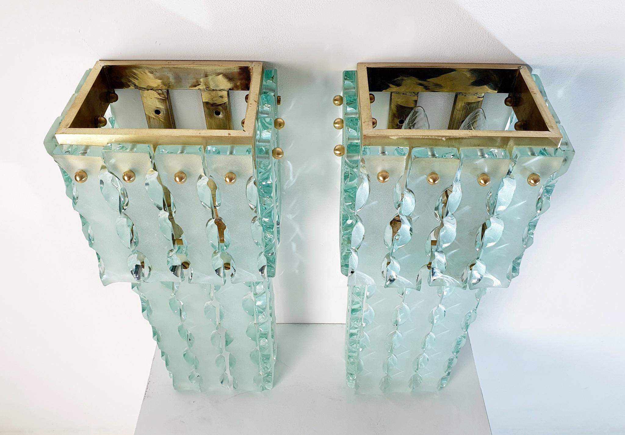 Mid Century Large Murano Wall Sconces Italy For Sale 1