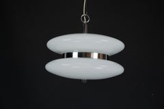 Grande lampadario di metà secolo in vetro bianco di Murano di Vistosi. 1970s