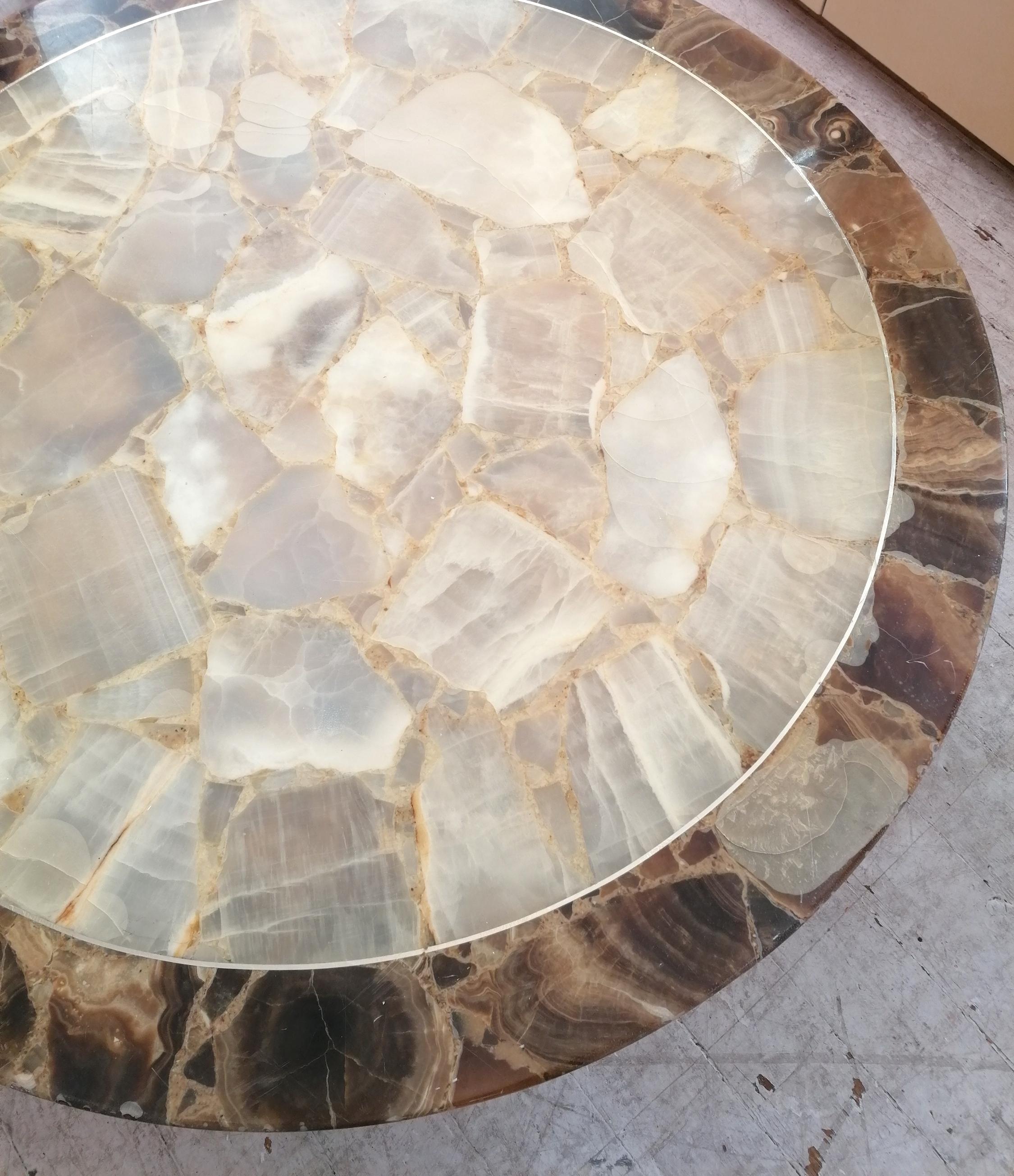 Mid century large onyx & brass coffee table by Roberto & Mito Block for Muller For Sale 2