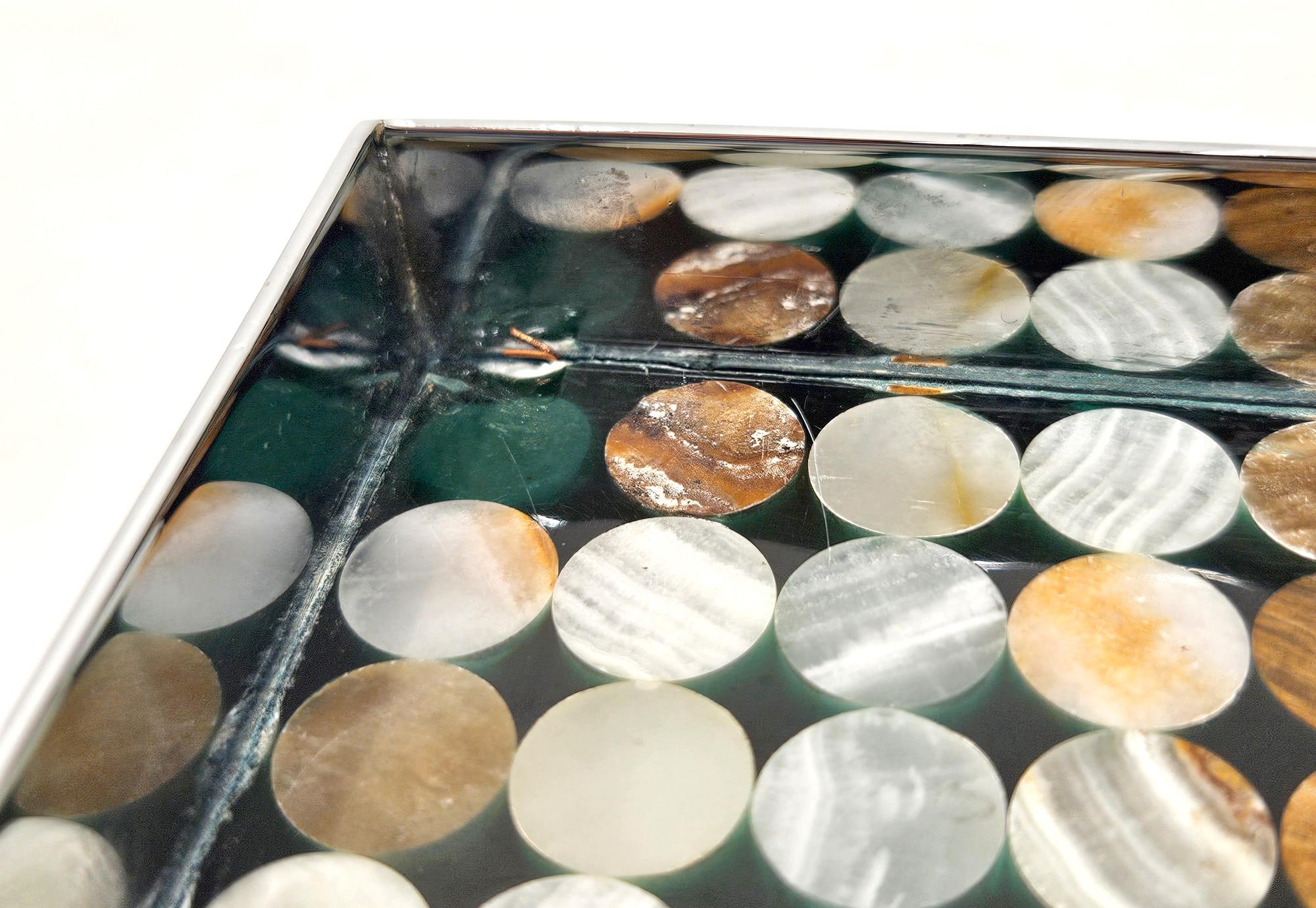 Caja grande de intarsia de piedra dura de ónice de mediados de siglo, italiana, c. 1970 en venta 4