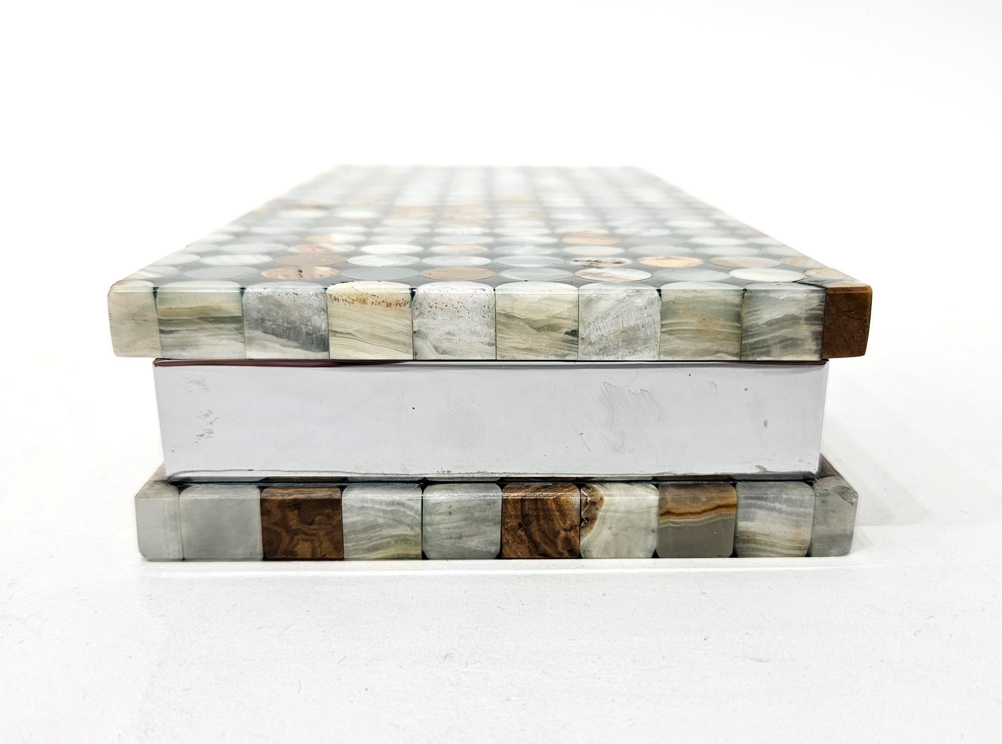 Caja grande de intarsia de piedra dura de ónice de mediados de siglo, italiana, c. 1970 en venta 6