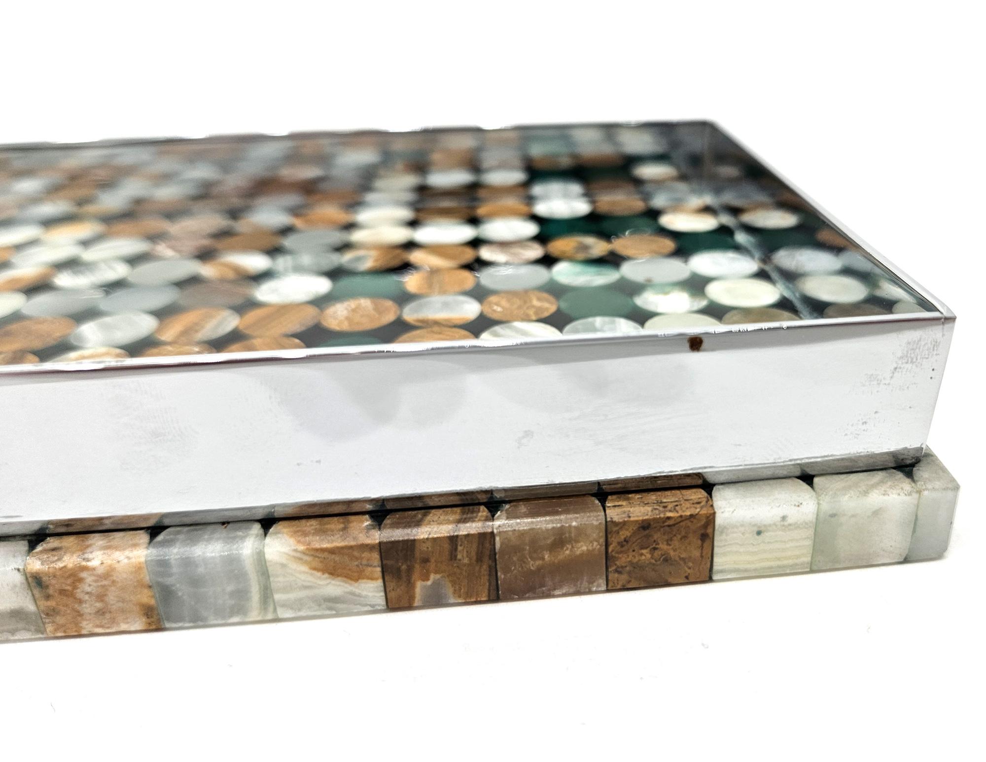 Caja grande de intarsia de piedra dura de ónice de mediados de siglo, italiana, c. 1970 en venta 8