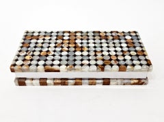 Mid Century Large Onyx Hardstone Intarsia Box, Italian, c. 1970