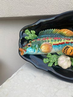 Mid-Century Large Oval Majolica Palissy Fish & Lobster Platter Vallauris