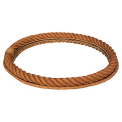 Mid-Century Large Oval Rope Mirror Adrien Audoux & Frida Minet