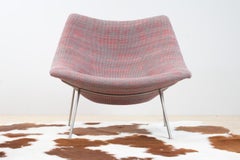 Midcentury Large Oyster Lounge Chair by Pierre Paulin in Grey Red Nevada, 1960s