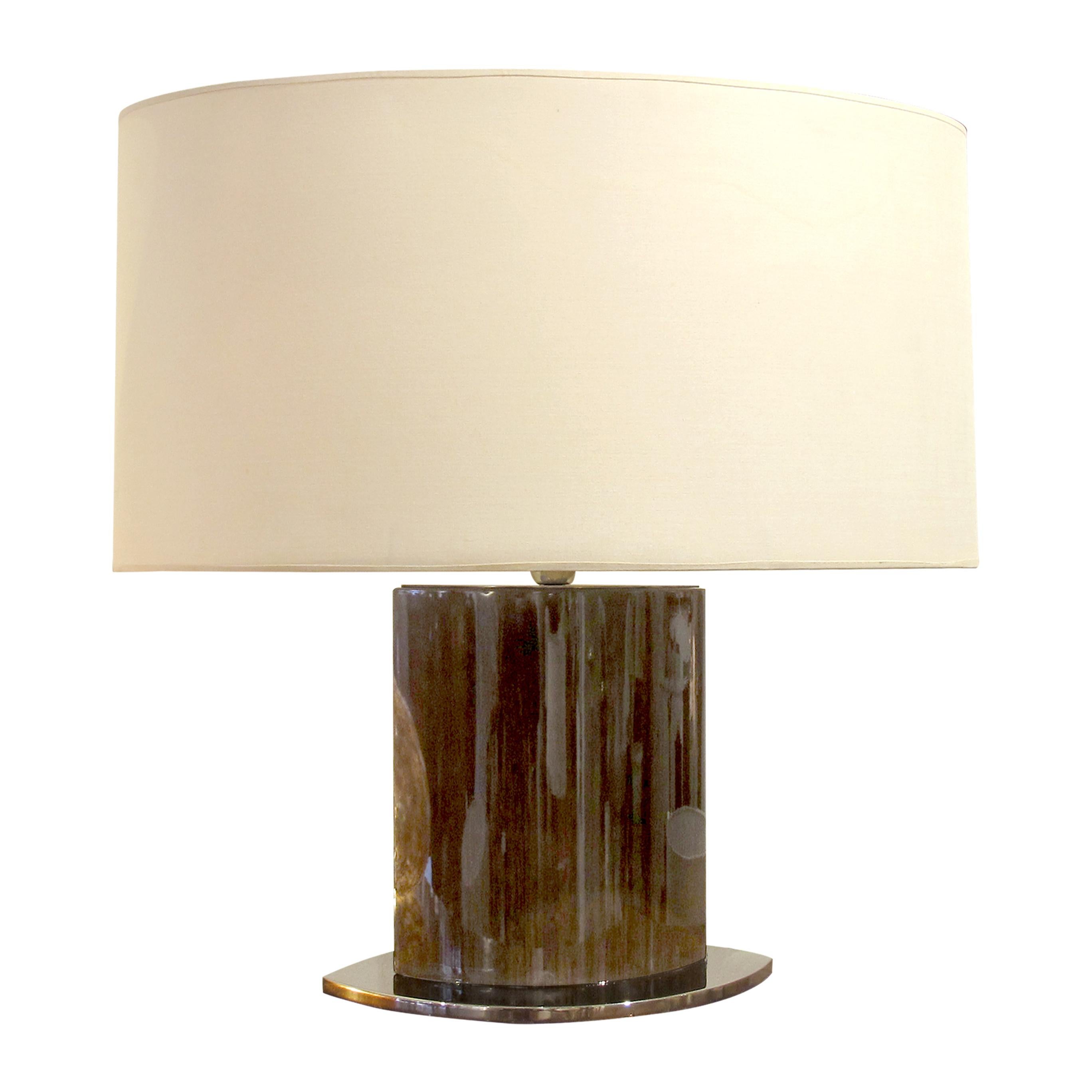 Other Mid-century Large Pair of Tables Lamps with Oval Lampshades, Italian For Sale