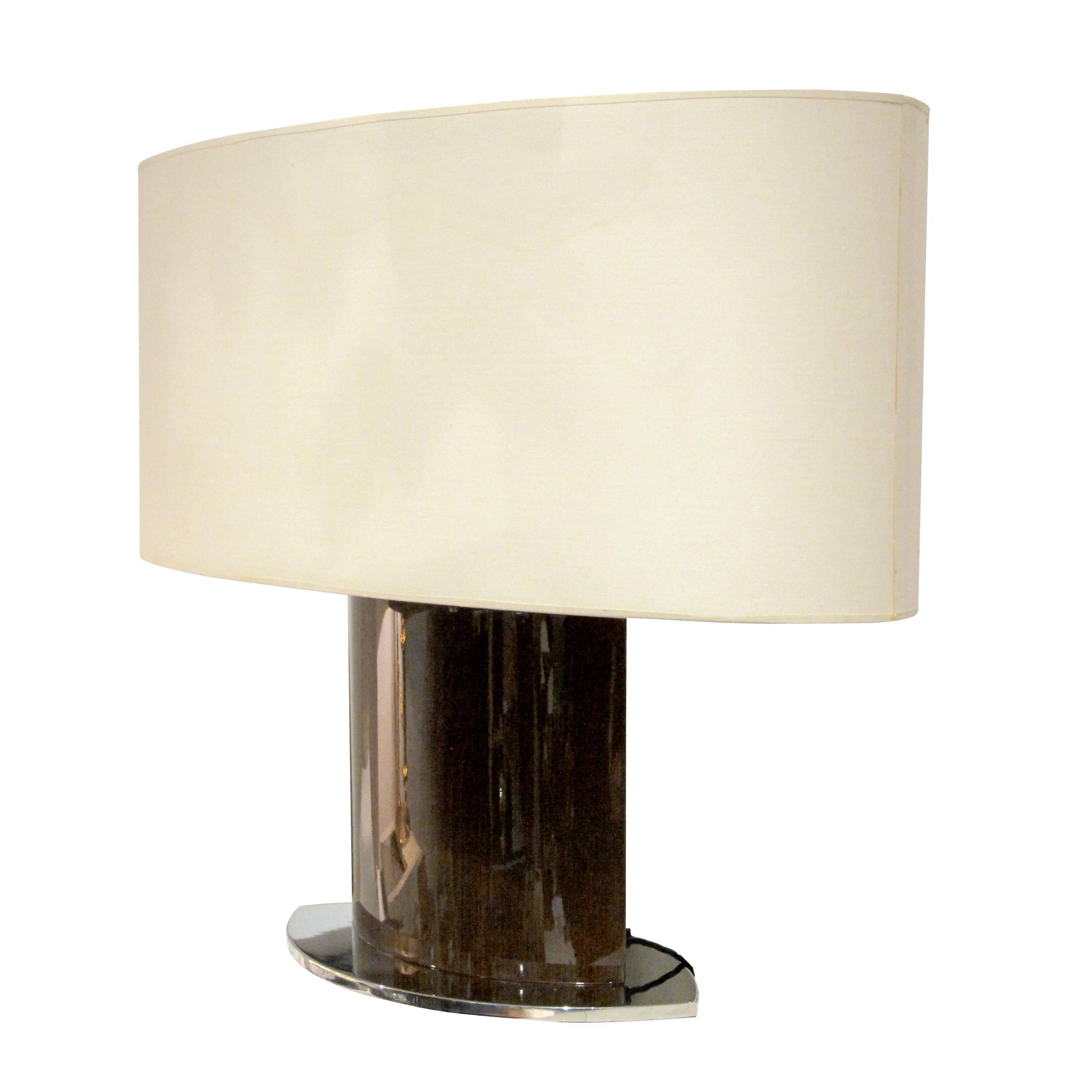 Mid-century Large Pair of Tables Lamps with Oval Lampshades, Italian In Good Condition For Sale In London, GB