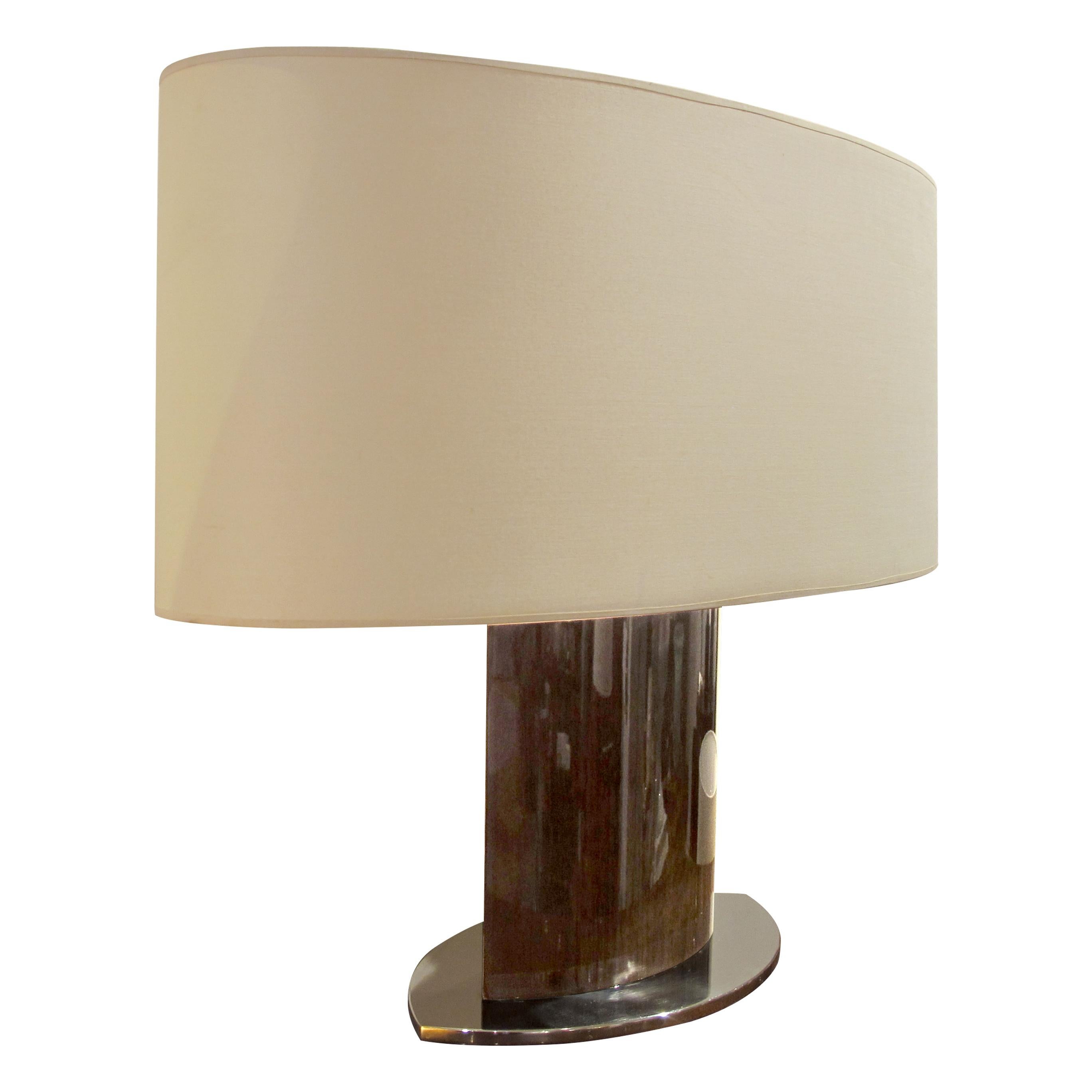 Mid-20th Century Mid-century Large Pair of Tables Lamps with Oval Lampshades, Italian For Sale