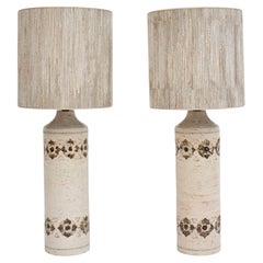 Mid-century large pair white ceramic glazed table lamps by Bitossi