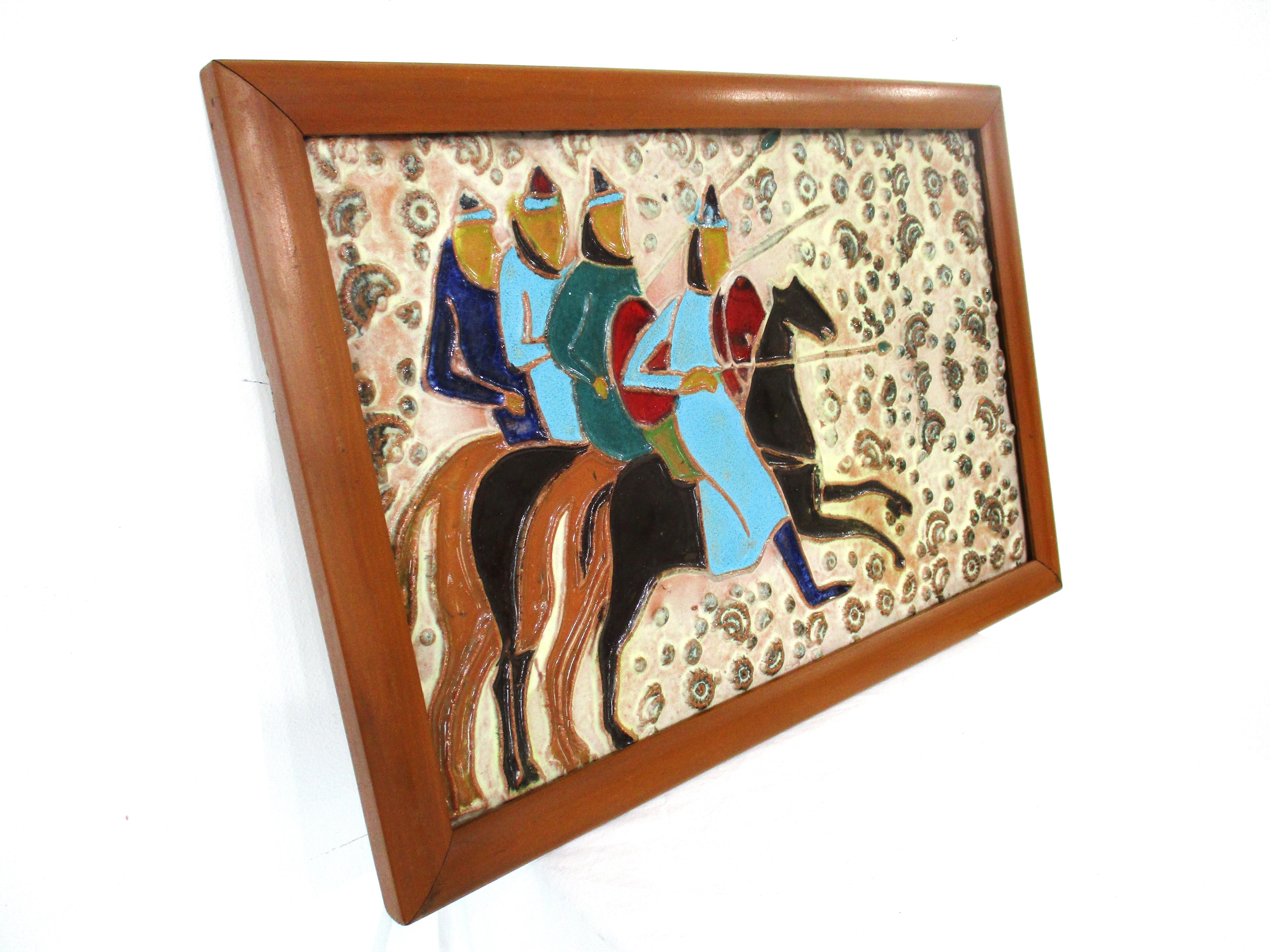 Mid-Century Modern Mid Century Large Pottery Art Tile Attributed to Harris Strong  For Sale