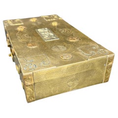 Mid-Century Large Rectangular Brass Jewelry Box, 1950's