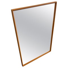 Mid century large rounded blonde maple wall or floor mirror