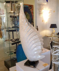 Lámpara de concha grande de mediados de siglo estampada Rougier