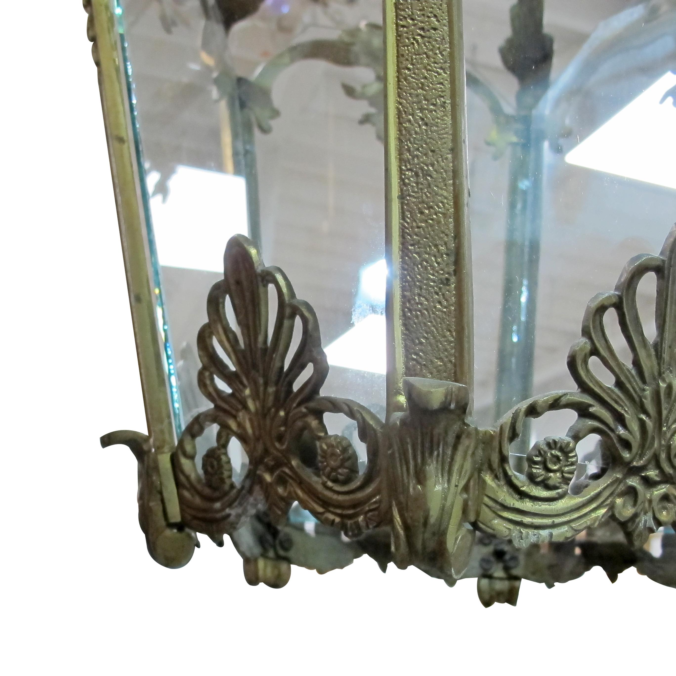 Mid-Century Large Six Facet’s Bronze Lantern Louis XV Style, French  For Sale 2