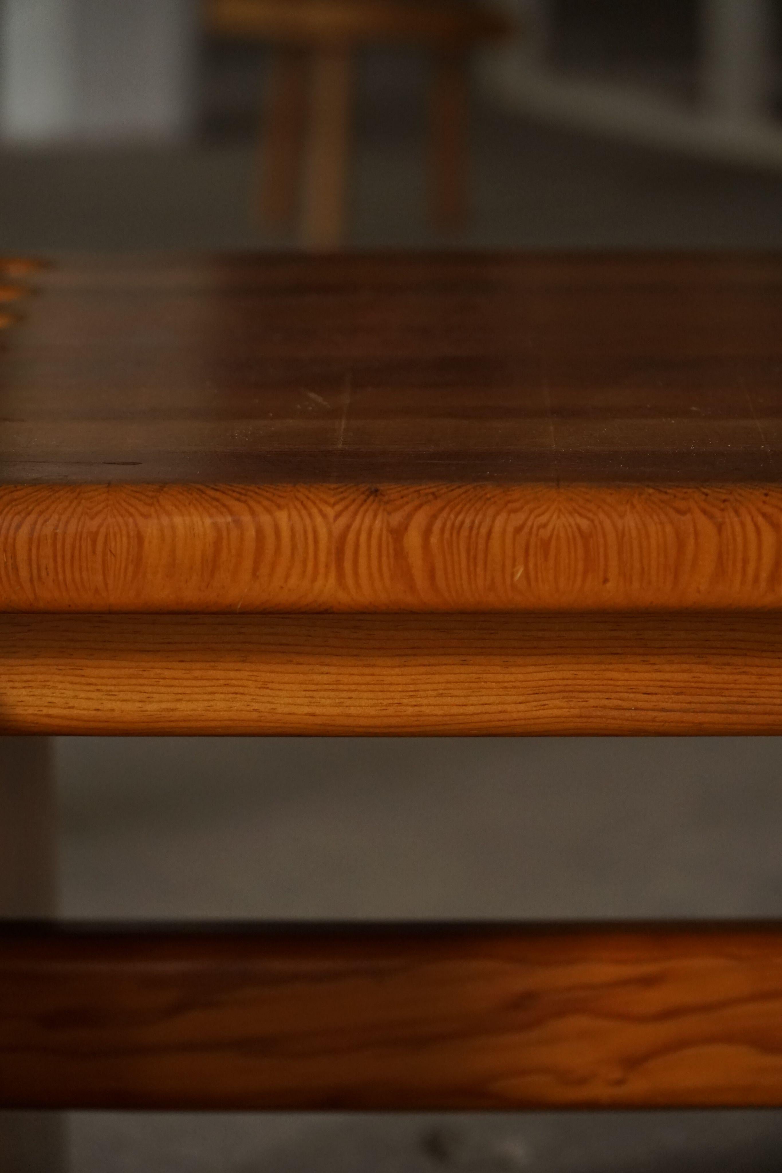 Mid Century Large Solid Rectangular Coffee Table in Pine, Danish Modern, 1960s For Sale 11
