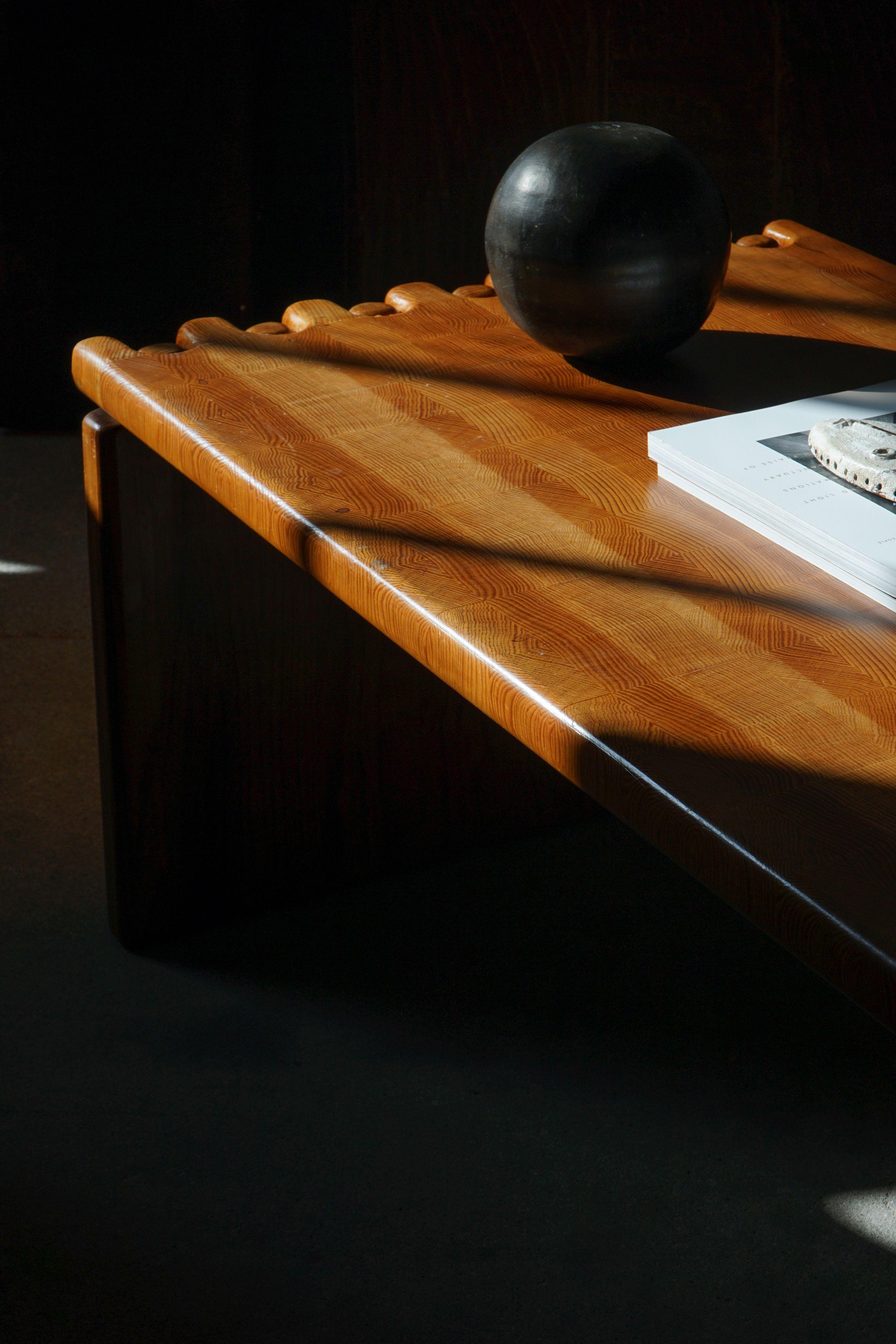 Mid Century Large Solid Rectangular Coffee Table in Pine, Danish Modern, 1960s For Sale 12