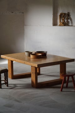 Mid Century Large Solid Rectangular Coffee Table in Pine, Danish Modern, 1960s