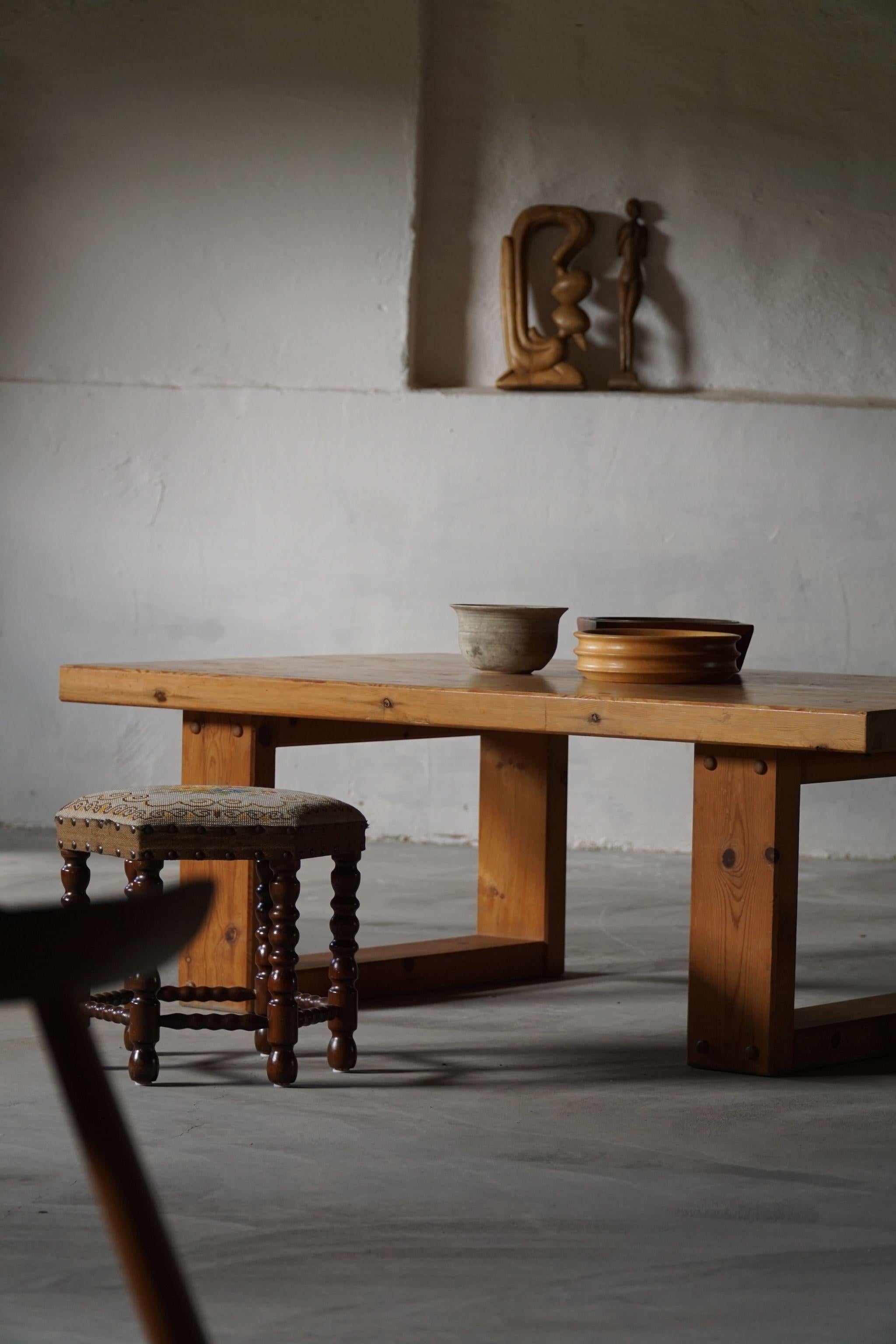 Scandinavian Modern Mid Century Large Solid Rectangular Coffee Table in Pine, Danish Modern, 1960s For Sale