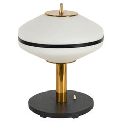 Mid-Century Large Table Lamp in Brass and Opaline Glass by Stilnovo, Italy 1960s