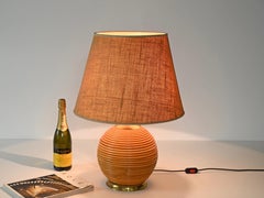 Große Tischleuchte aus Rattan und Messing von Vivai del Sud, Italien 1970, Mitte des Jahrhunderts