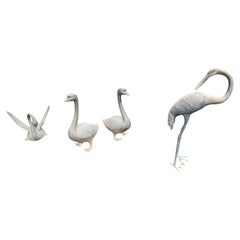 Mid-Century Large & Tall Bronze Egret or Crane Garden Sculpture C1968