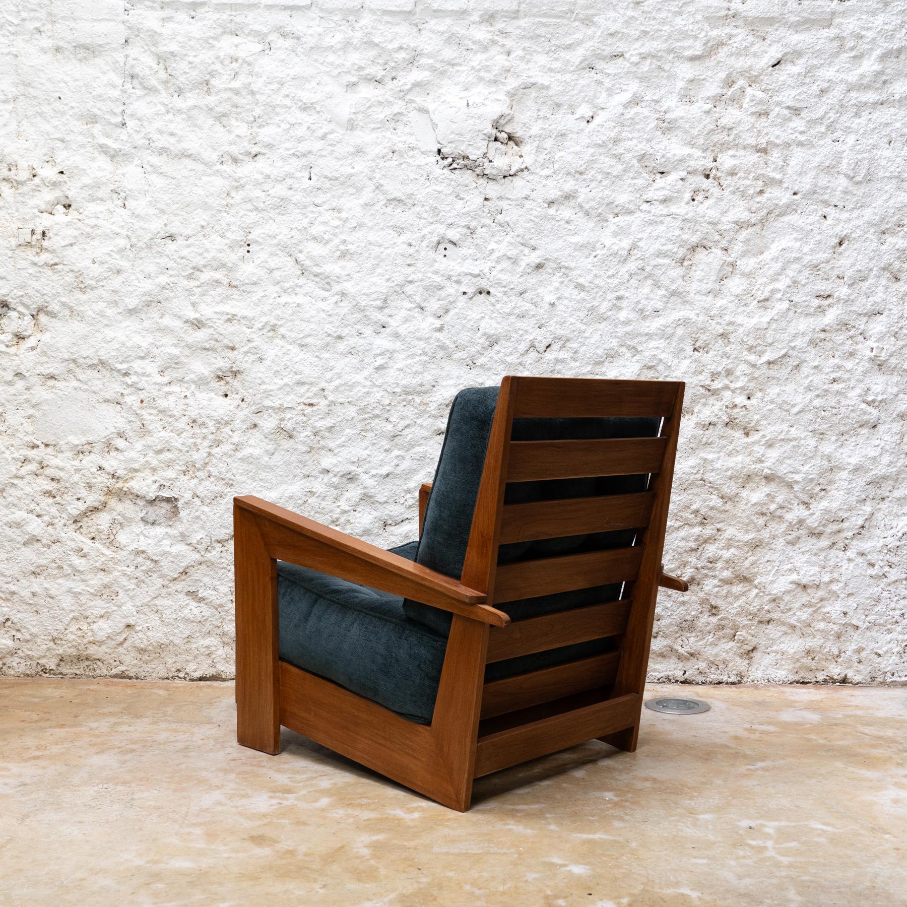 Grand fauteuil en teck du milieu du siècle, Espagne, vers 1960 Bon état - En vente à Barcelona, Barcelona