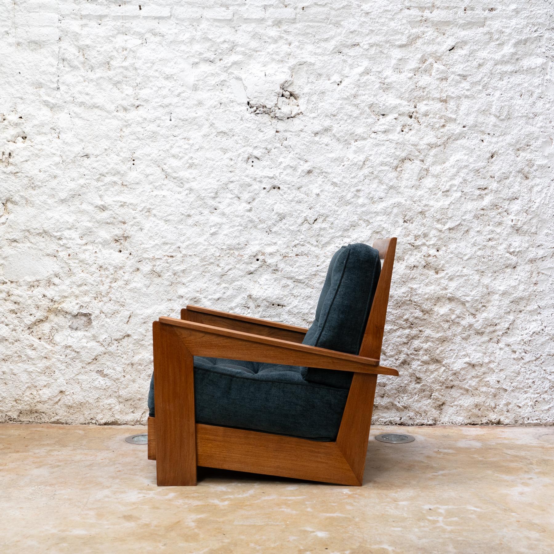 Milieu du XXe siècle Grand fauteuil en teck du milieu du siècle, Espagne, vers 1960 en vente