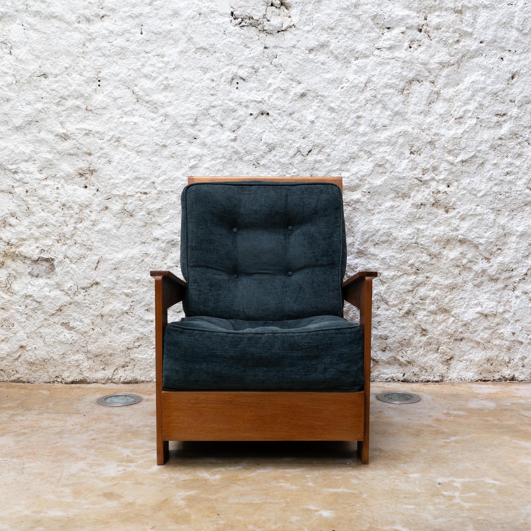Grand fauteuil en teck du milieu du siècle, Espagne, vers 1960 en vente 1